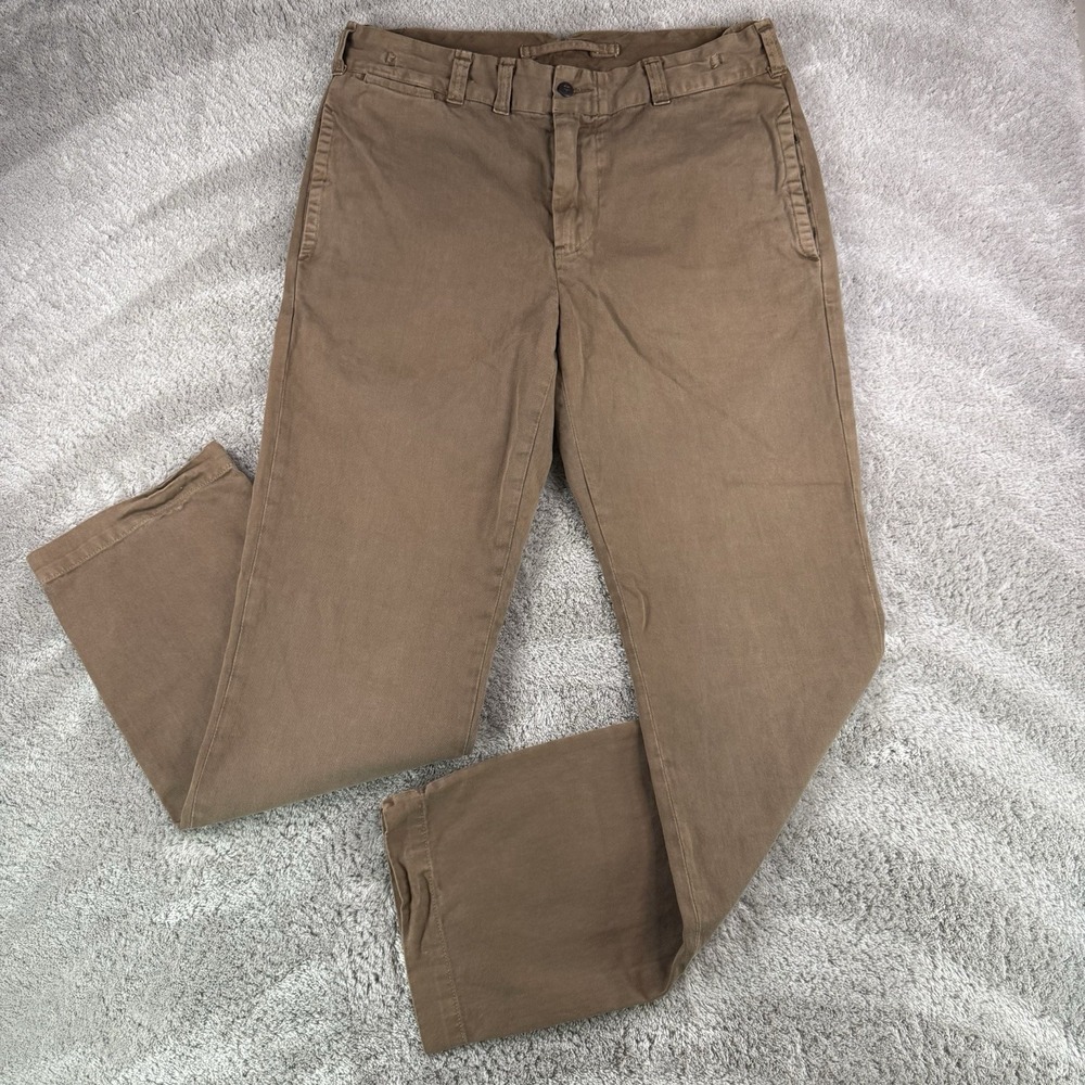 Polo Ralph Lauren Trail Brown Slim GI Fit Chino Pants 34x32 Cotton Flat Front